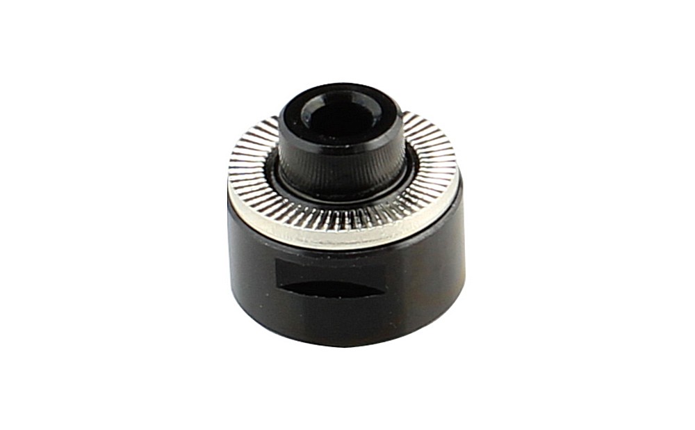 Side cap rear QR, alloy, black, LEFT-XXXXXX-1PIECE TYPE, for D942SB, NOVATEC30 rear WHEEL, ONE PC IN PE-BAG