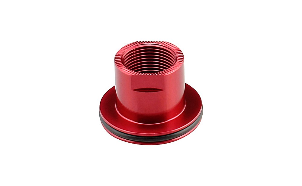 Side cap rear X12, alloy, red, LEFT, for MULTI Axle D882SB, DH12SB (D772SB), (PART NO: 272271+260006) ASSEMBLED