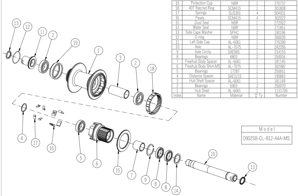 Hub rear D902SB-CL-B12-A4A-MS, black, 32 holes | E-shop | Novatec e-shop