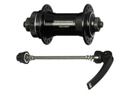 Hub front D471SBT-CL alloy, centerlock, anodized black, 32H/14G, CrMo 9x108x100, with Lasered CN Novatec logo, 2xNBK Bearings, with QR270-115L, ano.black, w/Novatec logo, OEM (CN)