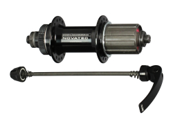 Hub rear D472TSBT-CL-11S alloy, centerlock, anodized black, 32H/14G, CrMo 10x145x135, with Lasered CN Novatec logo, 2SB Bearings + Loose Balls, D:42.4, freehub S1-type, w/9-speed 1.5 spacer, with QR270-151.5L, ano.black, w/Novatec logo, OEM (Not for