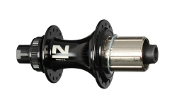 Hub rear D462SB-SL-CL-X12-S3S-11S, alloy, polished anodized black, 32H/14G, steel axle 12x142 MULTI, steel freehub Shim.11  F-type, 3-pawls, w/9-speed spacer, D:45.9, 5xNBK Bearings, CENTER LOCK, black side caps, Novatec Laser logo, without thru axle
