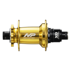 Hub rear XD602SB/A-B12-S11, anodized gold, 32Hx14G-round, alloy, 12x148, D:44.1, 4x sealed bearings, alloy freehub Sram XD, X6-type (R660), 6-PAWLS, black side caps, NP logo, without thru axle, OEM